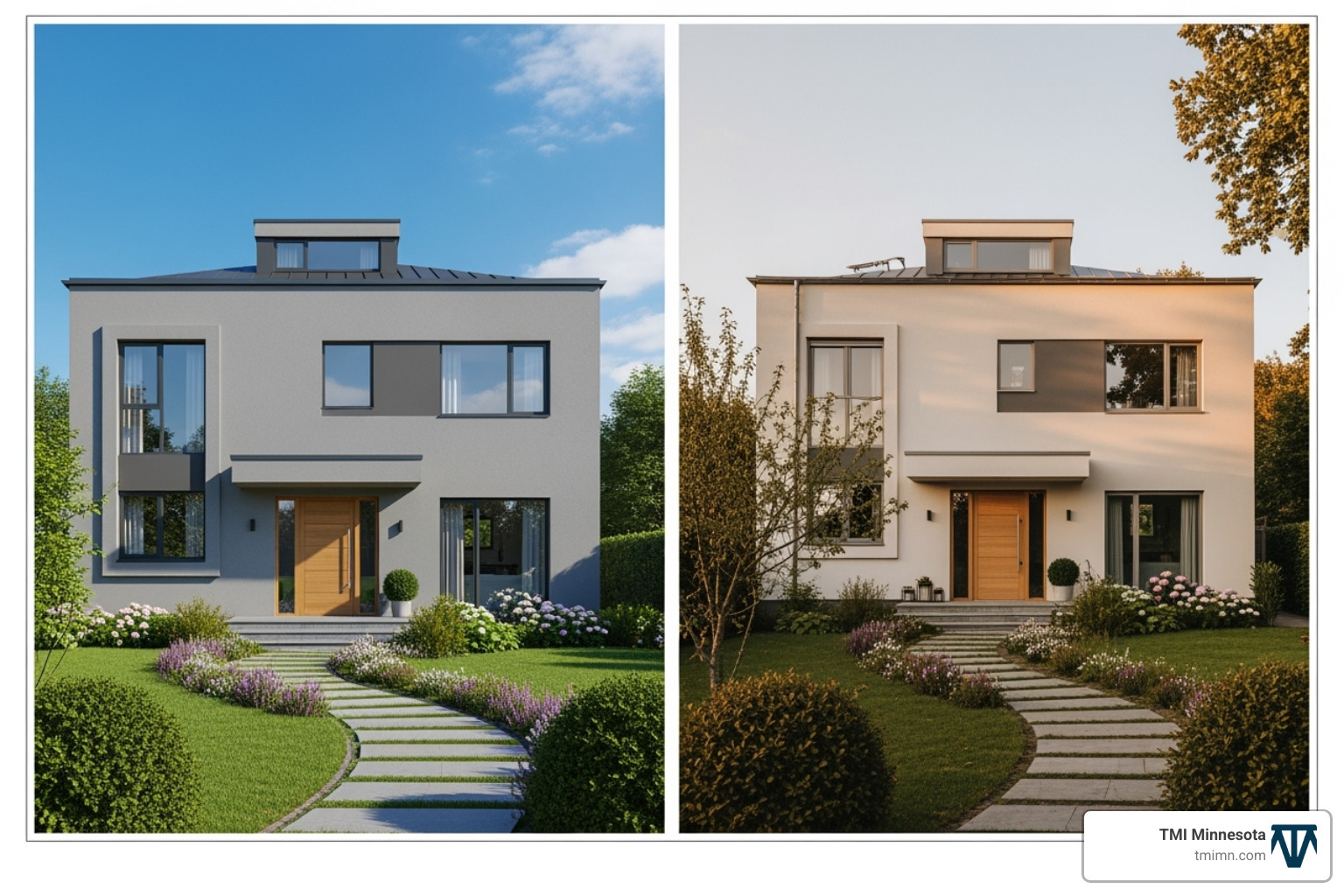 virtual exterior design rendering next to completed project - home exterior makeover virtual exterior design rendering next to completed project - home exterior makeover