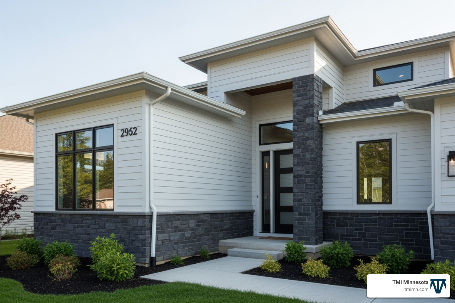 home with new fiber-cement siding and stone veneer accents - home exterior makeover home with new fiber-cement siding and stone veneer accents - home exterior makeover