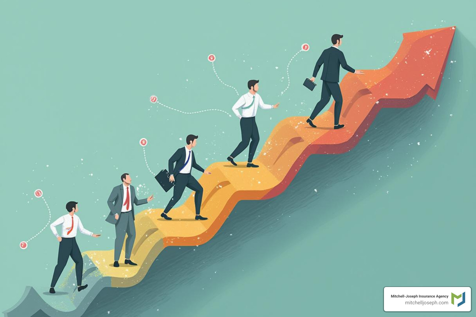 flowchart showing the 5 steps to an online quote - business insurance online quote