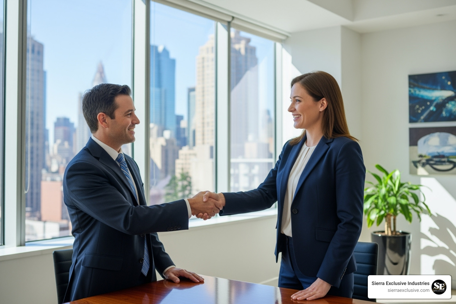person shaking hands with a Sierra Exclusive consultant - marketing strategy consulting firms