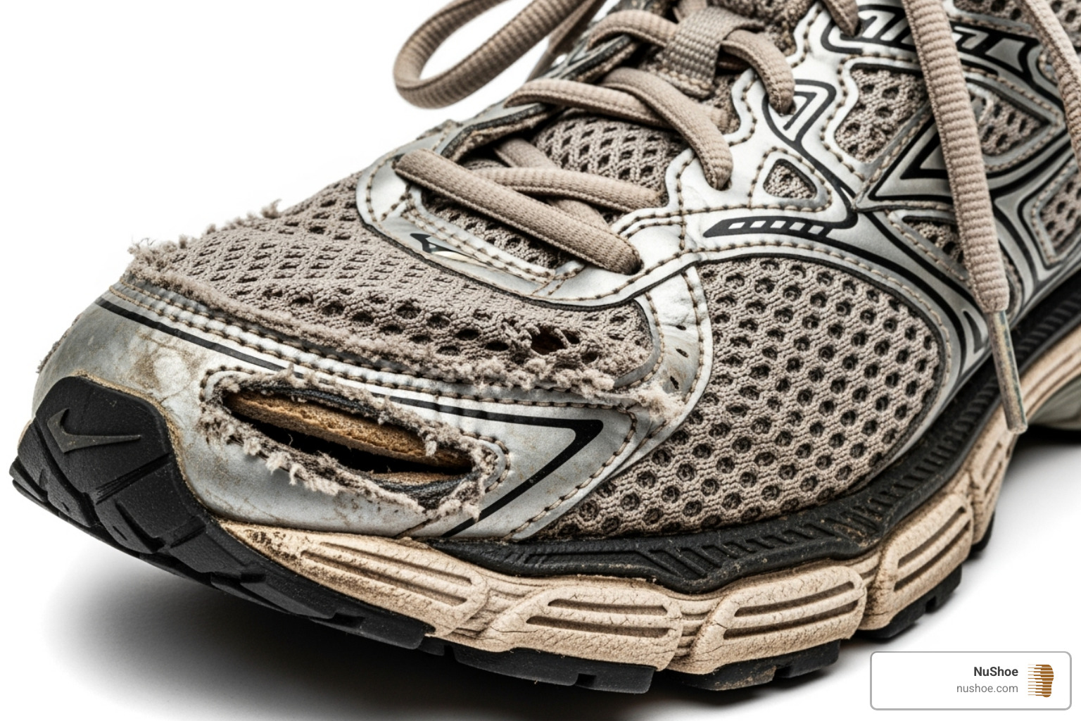 running shoe damage points - Running shoe repair