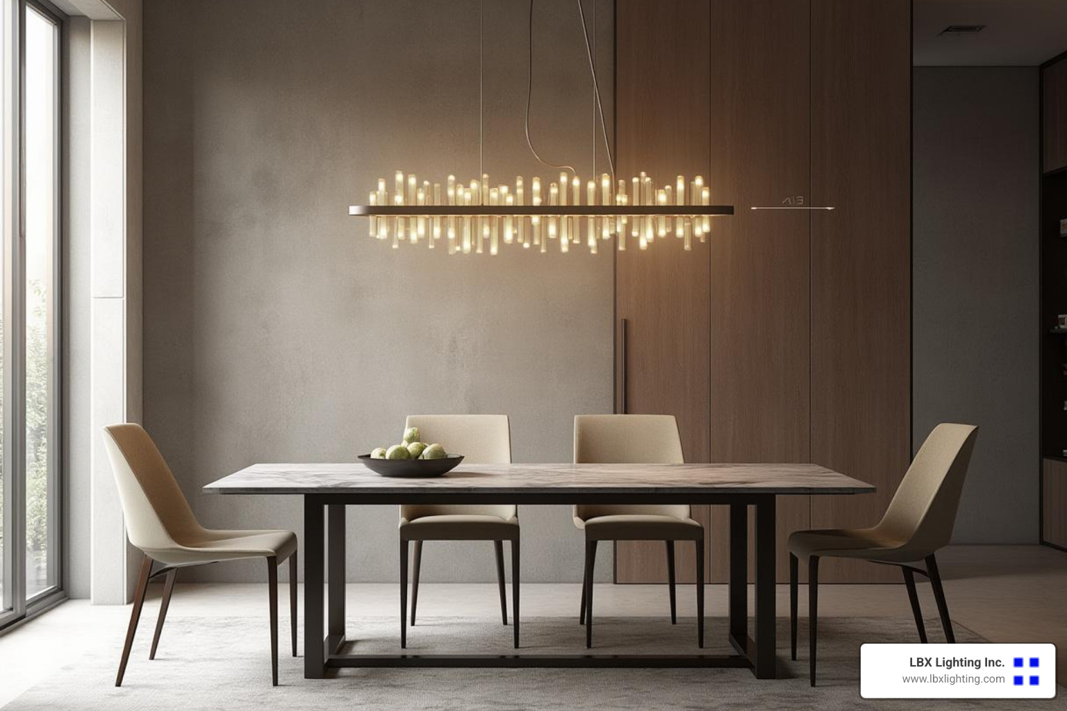 linear chandelier rectangular table - how low do you hang a dining room light
