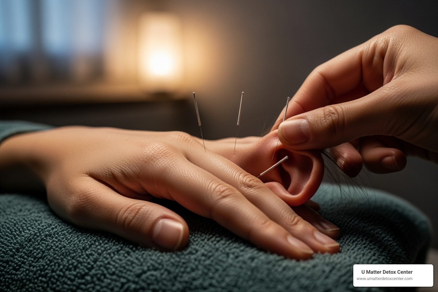 healthy, nutrient-rich foods or someone receiving acupuncture - holistic treatment for alcoholism