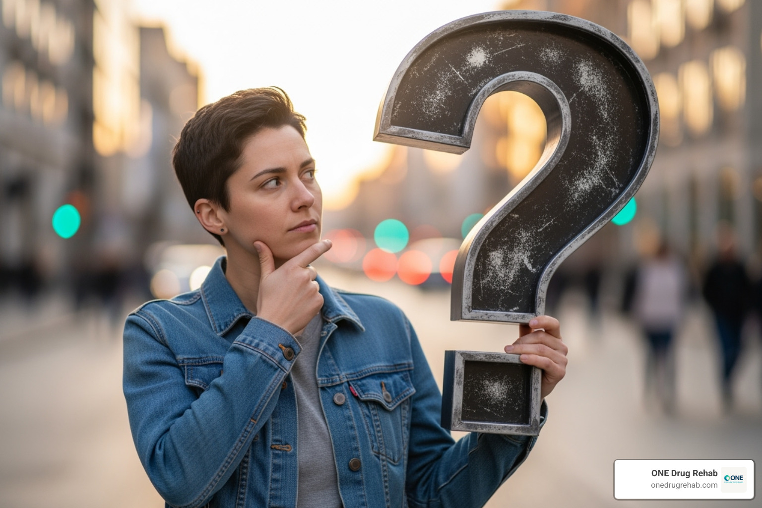 person holding a question mark sign - inpatient rehab for drugs