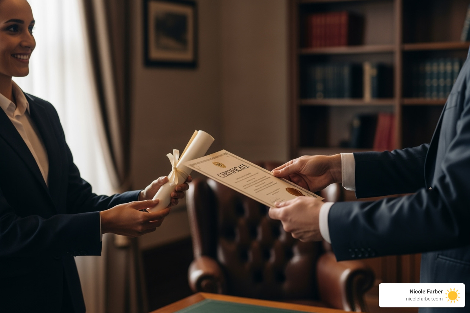 person receiving a certificate in a professional setting - faith-based life coach