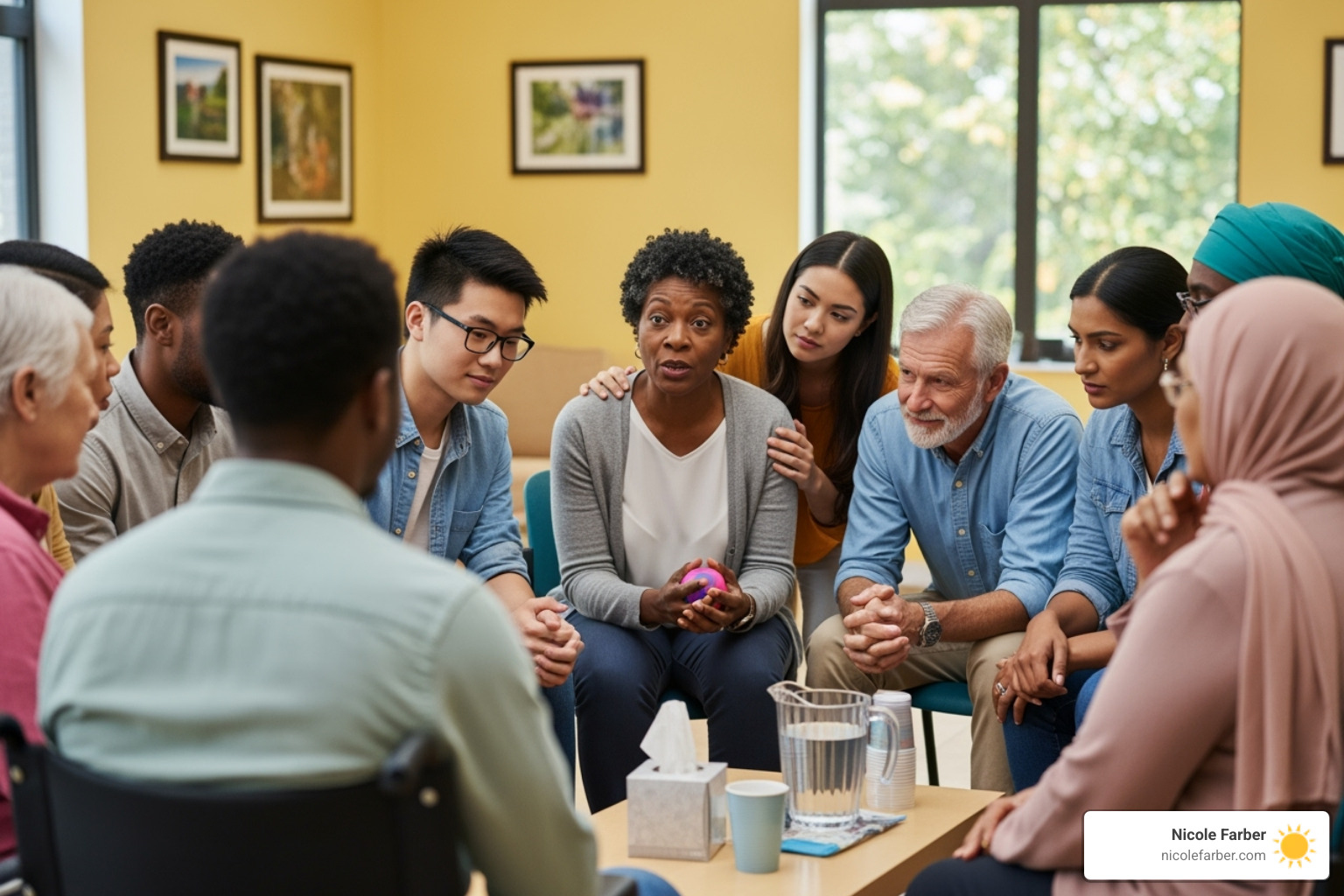 diverse group of people in a supportive group setting - faith-based life coach