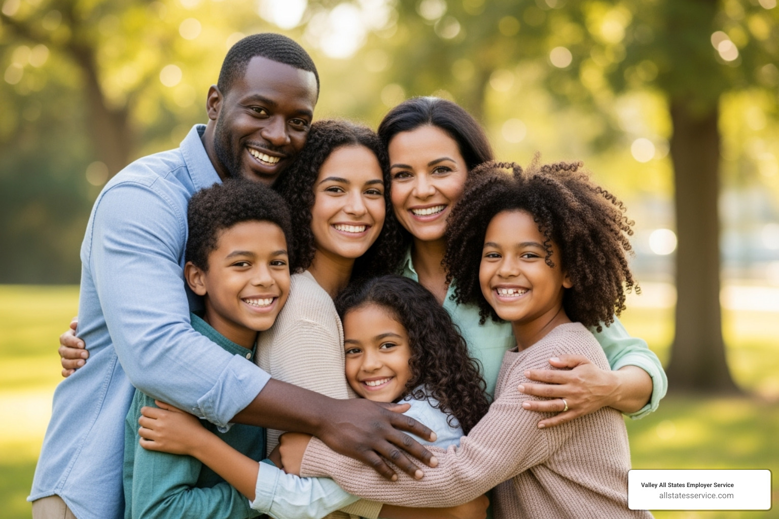 A diverse family smiling and embracing, suggesting warmth and togetherness - new hire eligibility