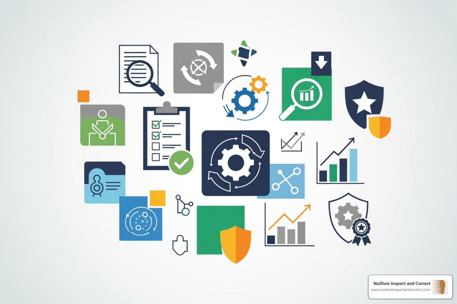Various quality standard logos like ISO and TQM - Product quality assurance