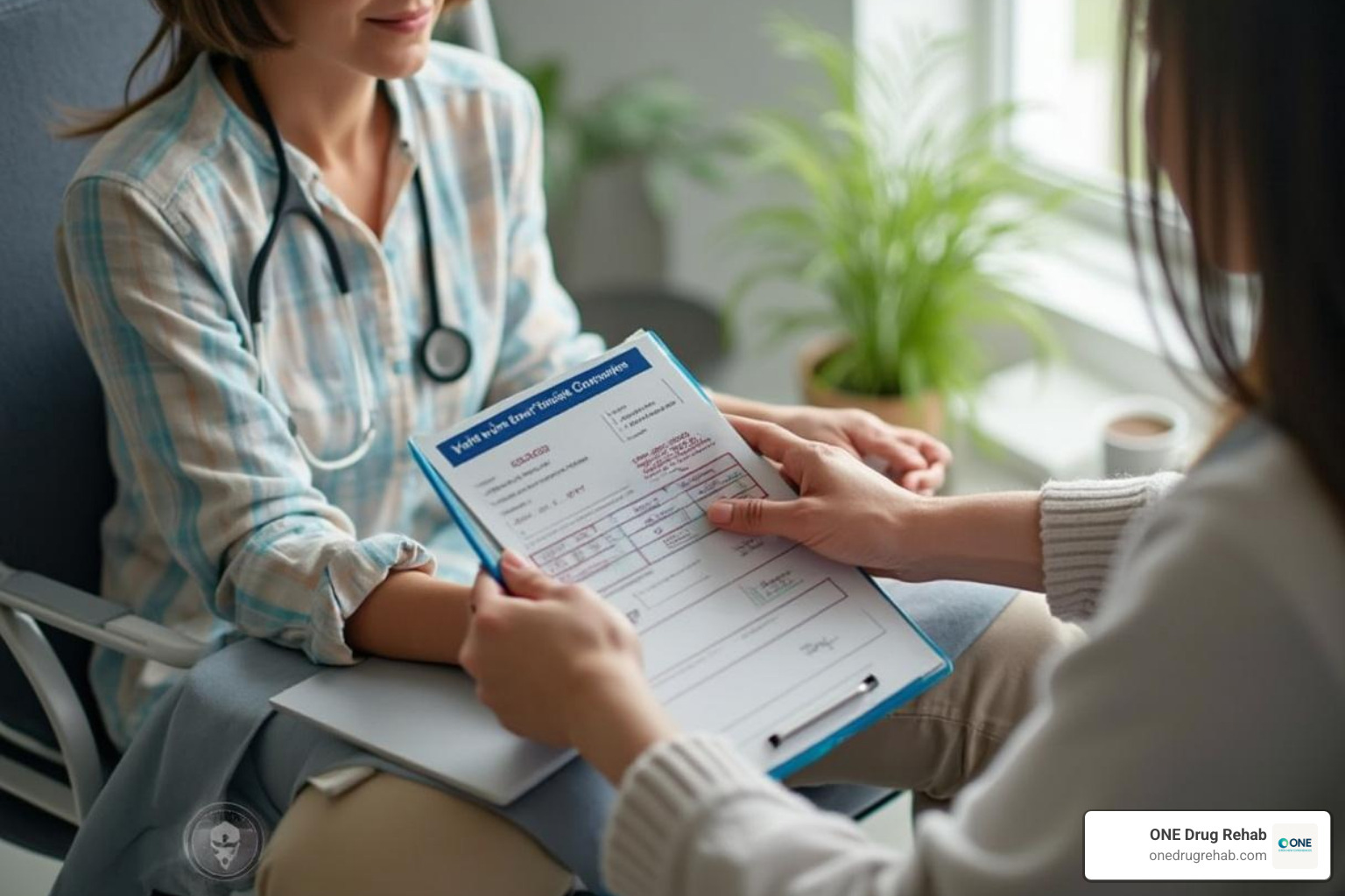 insurance policy document with key terms highlighted - rehab insurance verification