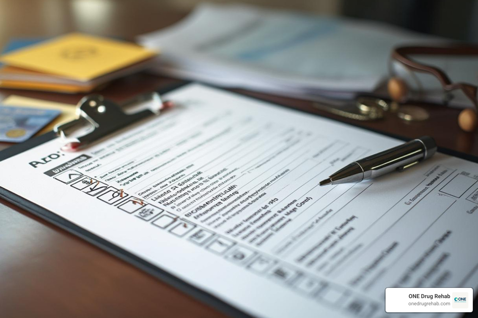 checklist with required documents like an insurance card and ID - rehab insurance verification