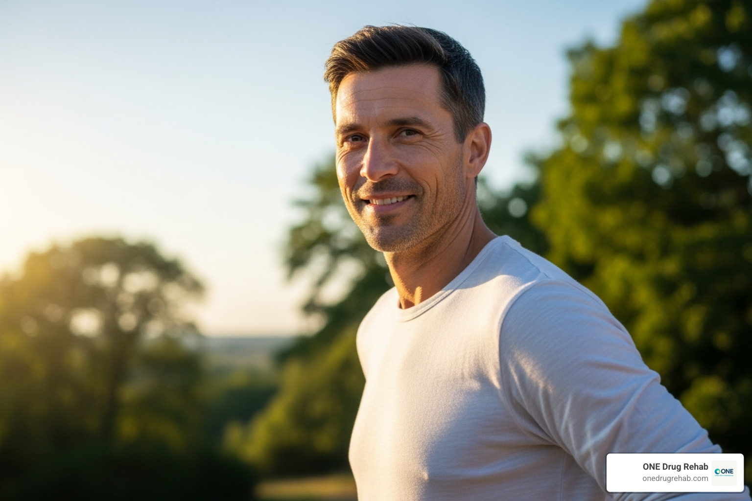 a man smiling, looking healthy and confident - inpatient rehab for men