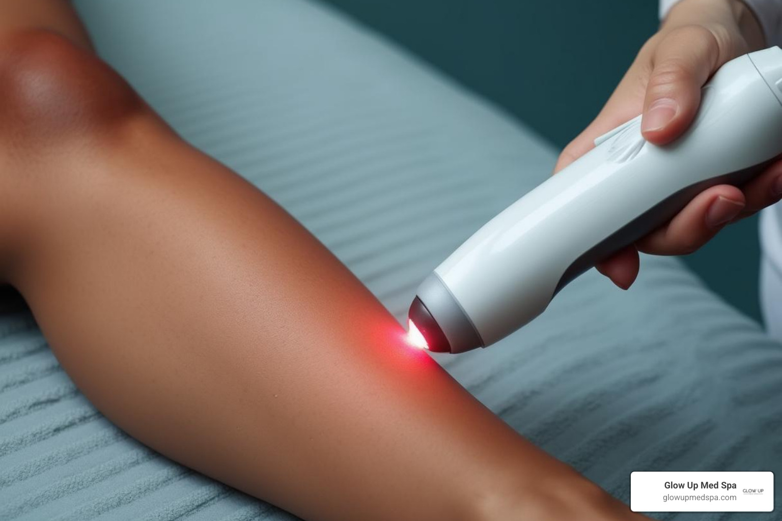 A laser hair removal session in progress on an underarm or leg - laser hair removal newport beach