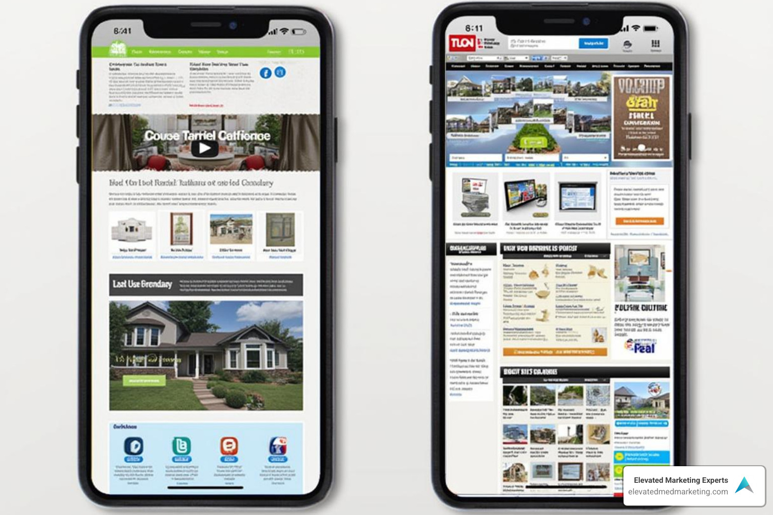 a split screen showing a good mobile website on one side and a bad one on the other - Mobile-friendly medical websites a split screen showing a good mobile website on one side and a bad one on the other - Mobile-friendly medical websites