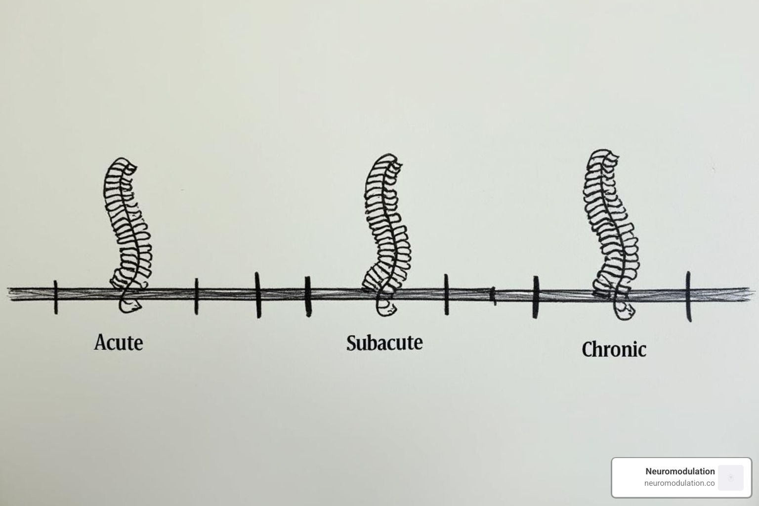 timeline graphic illustrating the different phases of LBP - low back pain management algorithm