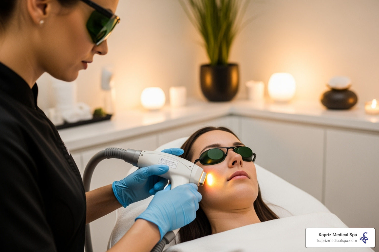 patient receiving laser treatment on their face - erbium laser resurfacing patient receiving laser treatment on their face - erbium laser resurfacing