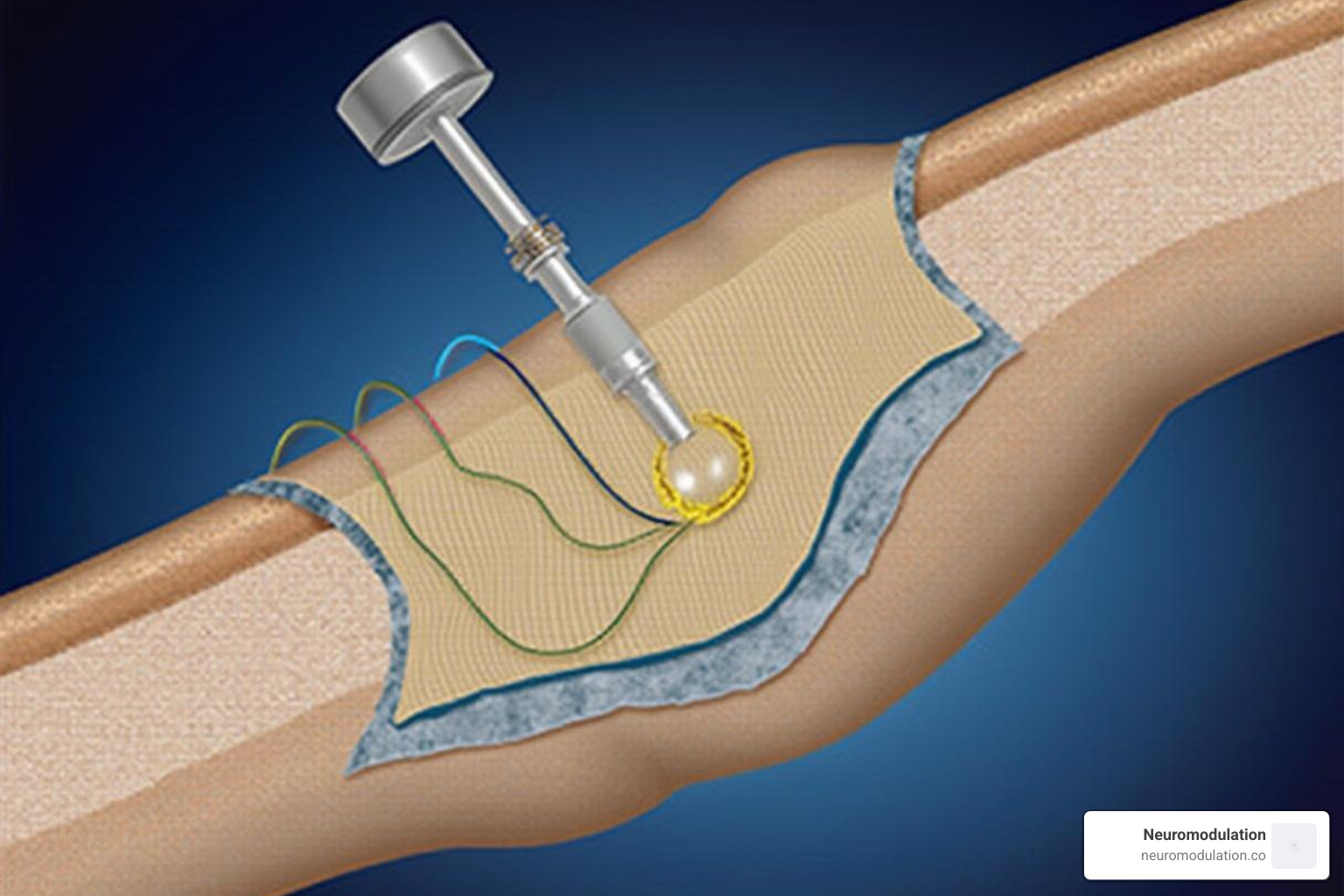 illustration of a neuromodulation device implant - low back pain management algorithm