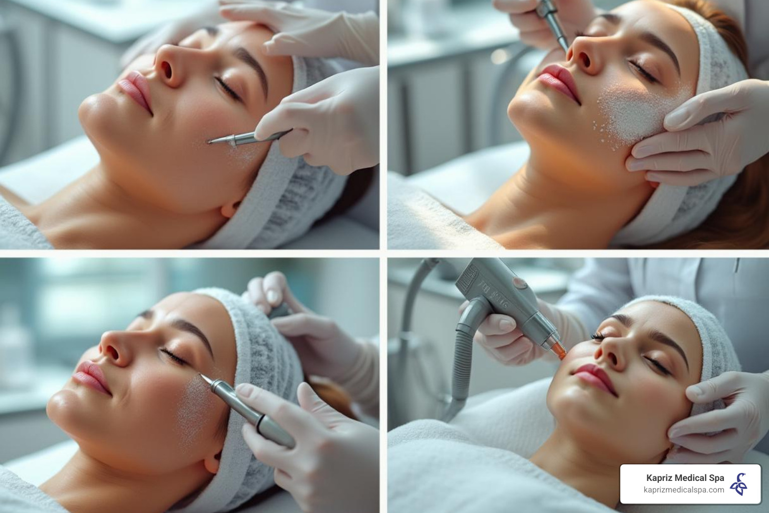 collage of different non-invasive skin treatments being performed - skin rejuvenation treatments collage of different non-invasive skin treatments being performed - skin rejuvenation treatments