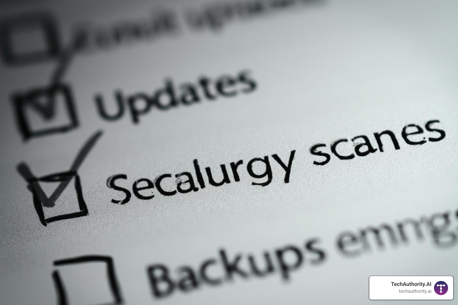 A checklist showing managed tasks like updates, security, and backups - cheap managed WordPress hosting