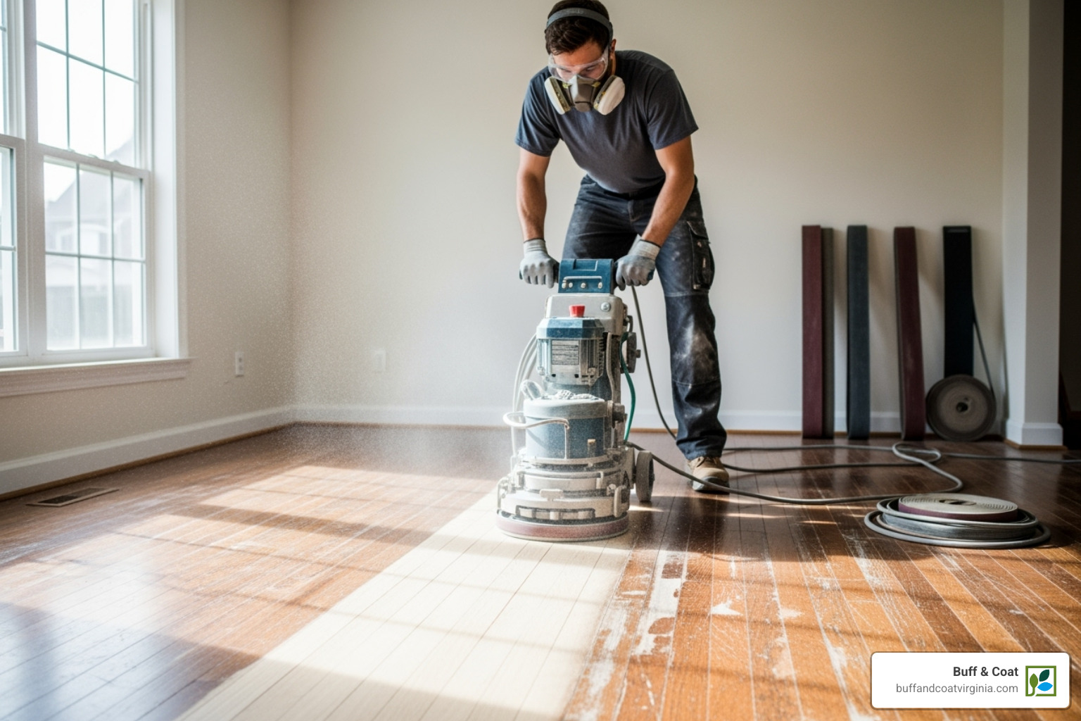 professional using a floor sander - floor sanding and polishing professional using a floor sander - floor sanding and polishing