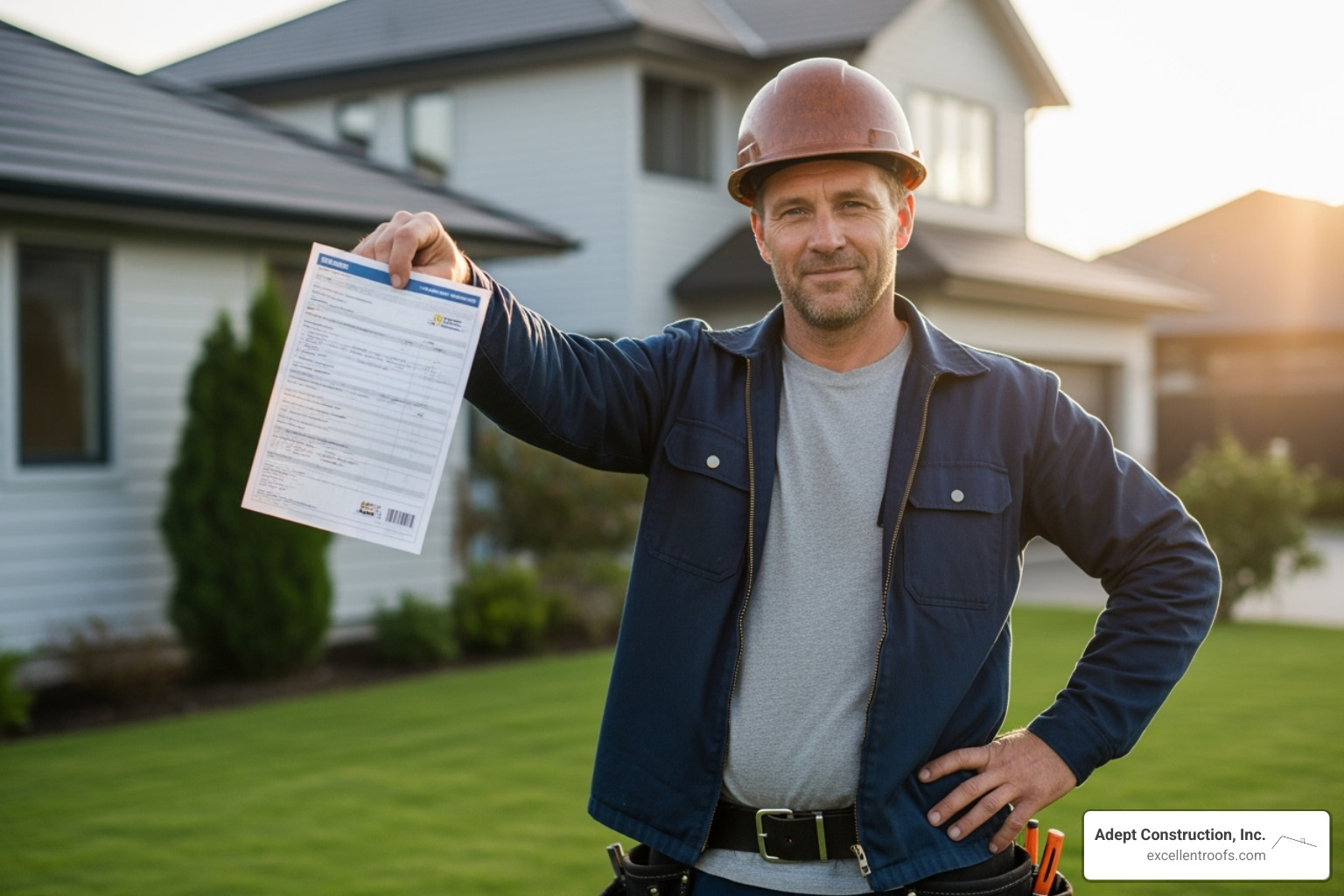 Roofer showing license and insurance certificate - best rated roofers near me Roofer showing license and insurance certificate - best rated roofers near me