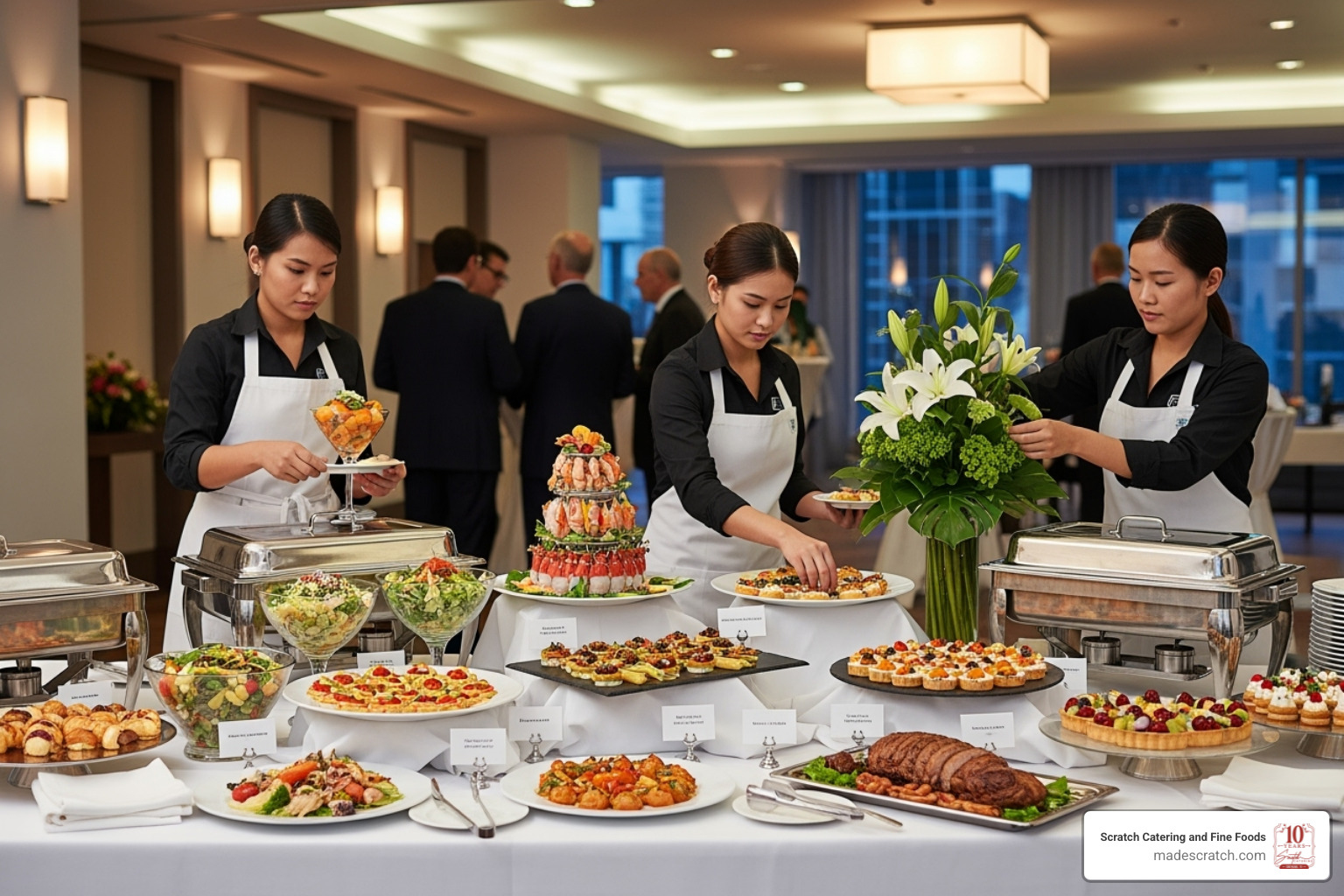 catering staff setting up for an event - corporate event catering catering staff setting up for an event - corporate event catering