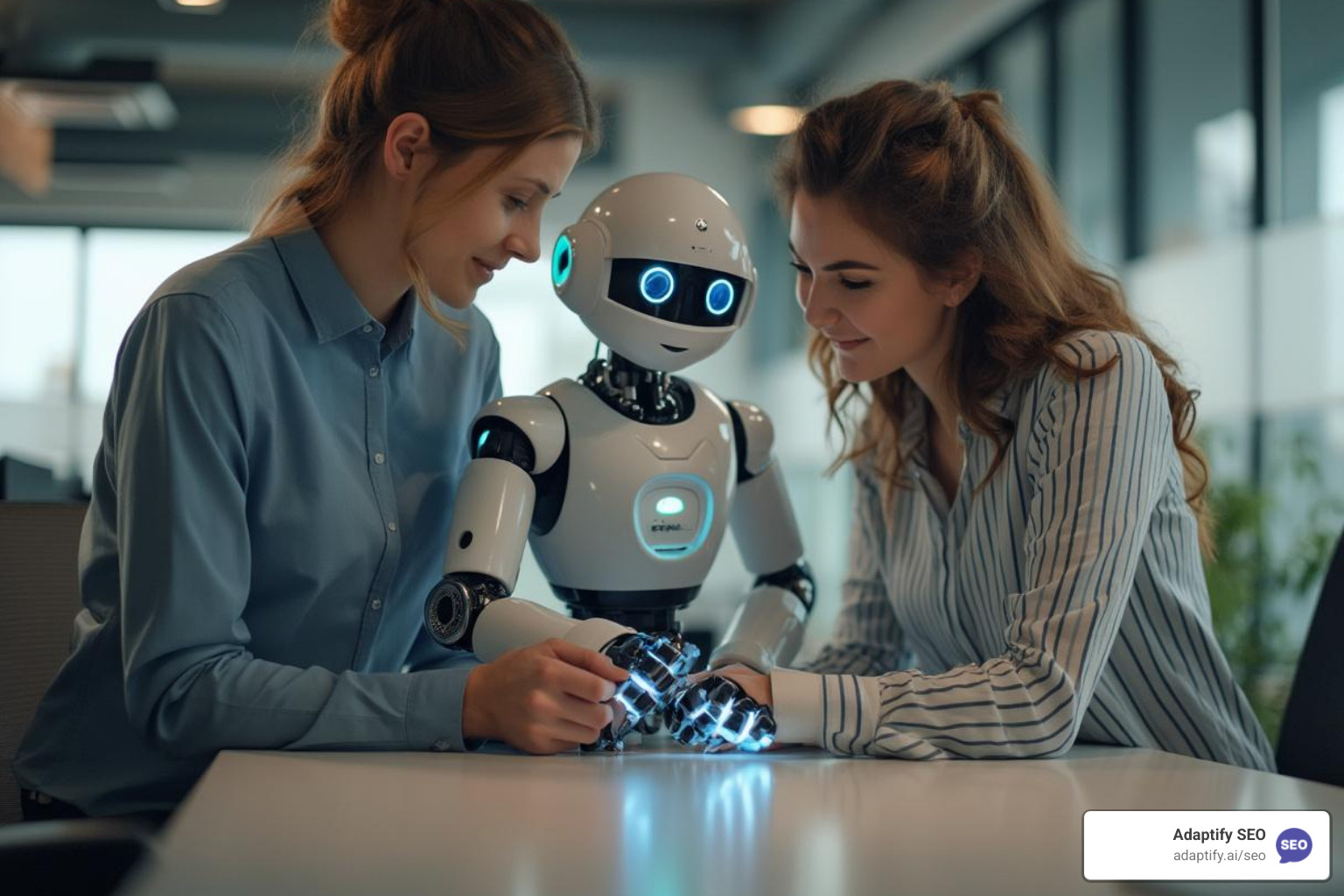 person and robot working together - automated seo optimization