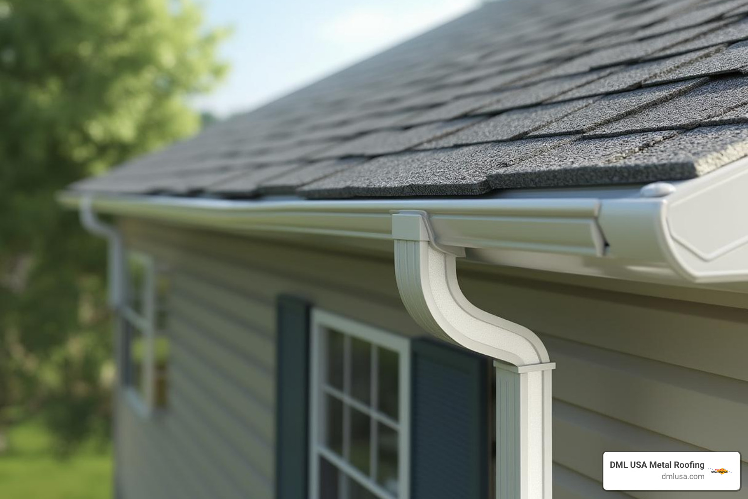 K-style gutters on a suburban house - types of gutters