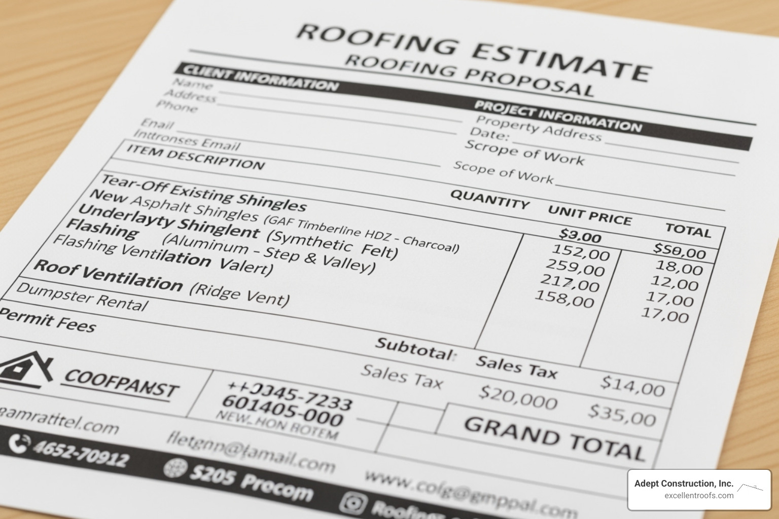 Detailed itemized roofing quote - best rated roofers near me Detailed itemized roofing quote - best rated roofers near me