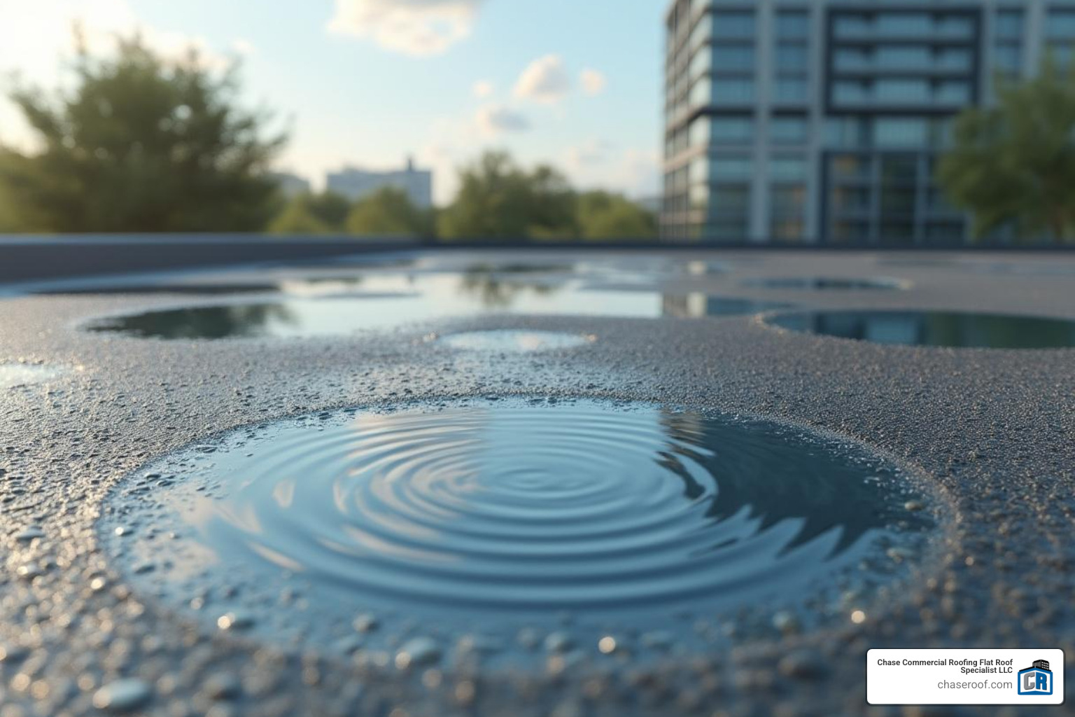 Ponding water on a flat roof - flat roof repair Hackensack