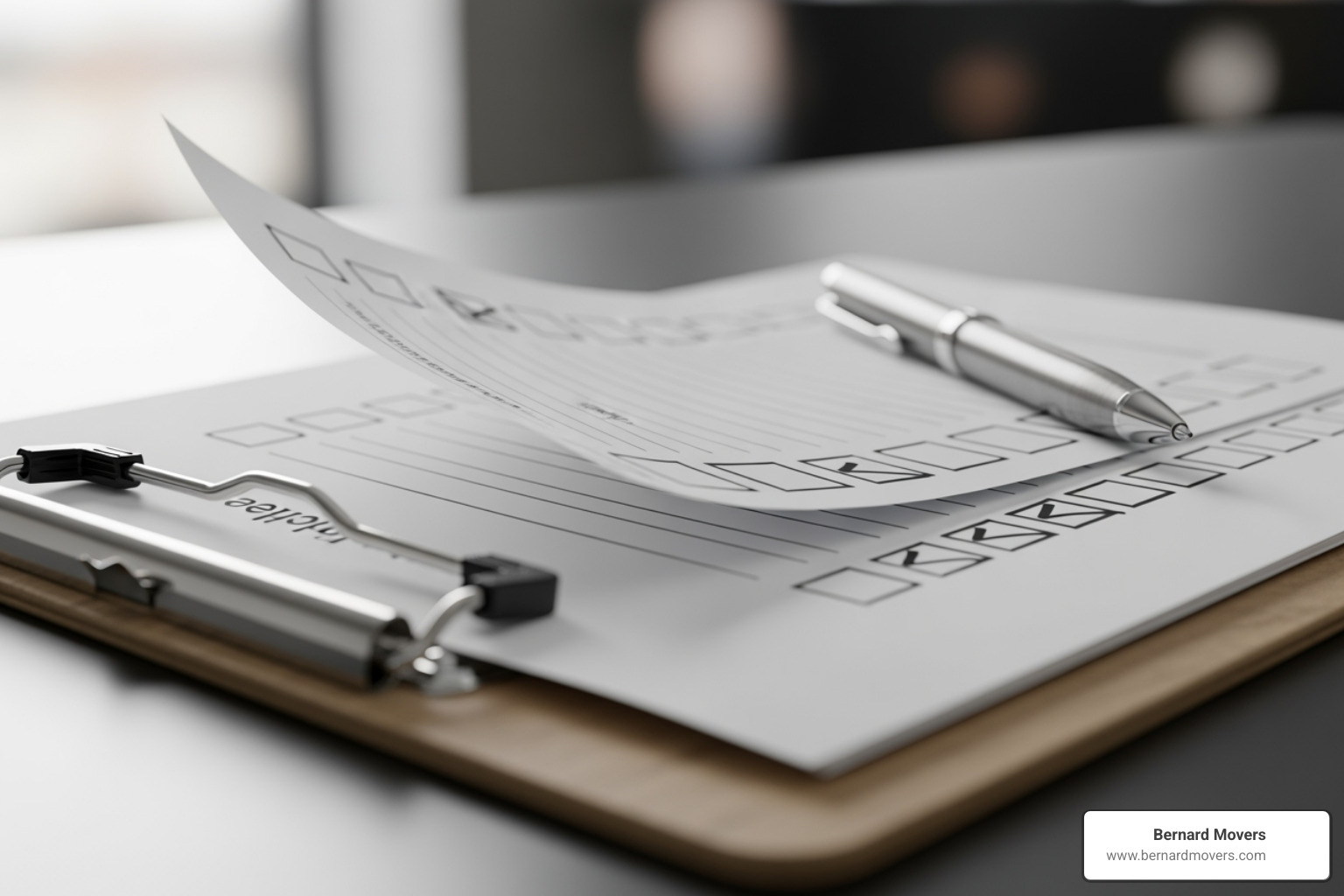 Moving checklist on a clipboard - Moving from Chicago to Florida