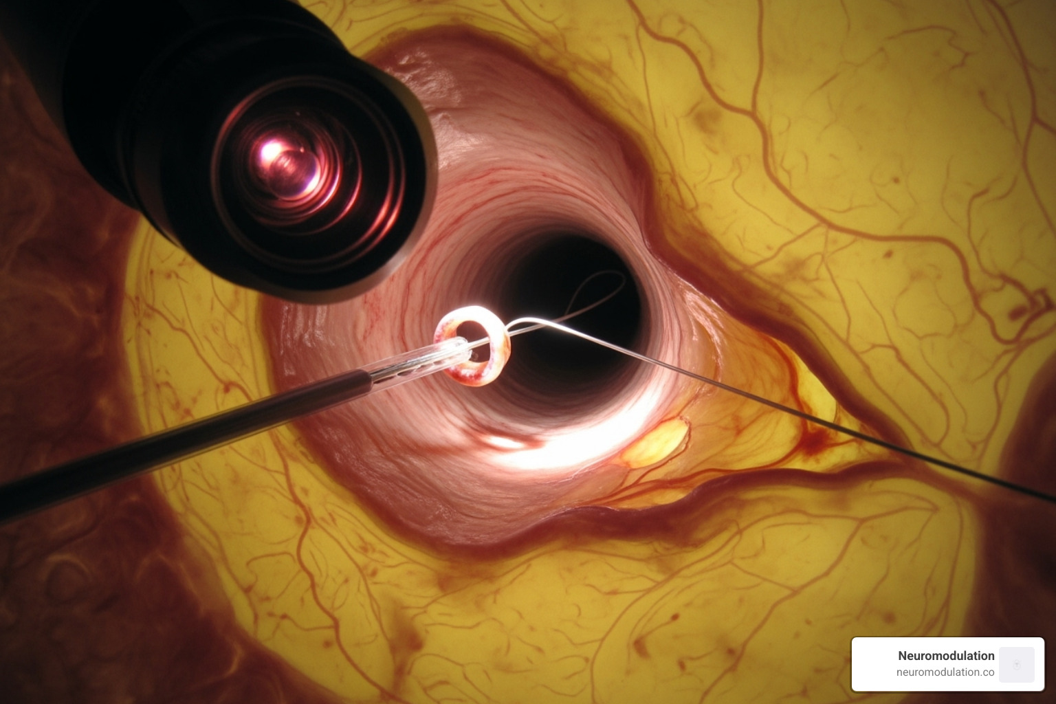 Endoscopic intervention with pancreatic duct stenting, showing a scope inside the duct with a stent being placed - pain management in chronic pancreatitis a treatment algorithm Endoscopic intervention with pancreatic duct stenting, showing a scope inside the duct with a stent being placed - pain management in chronic pancreatitis a treatment algorithm