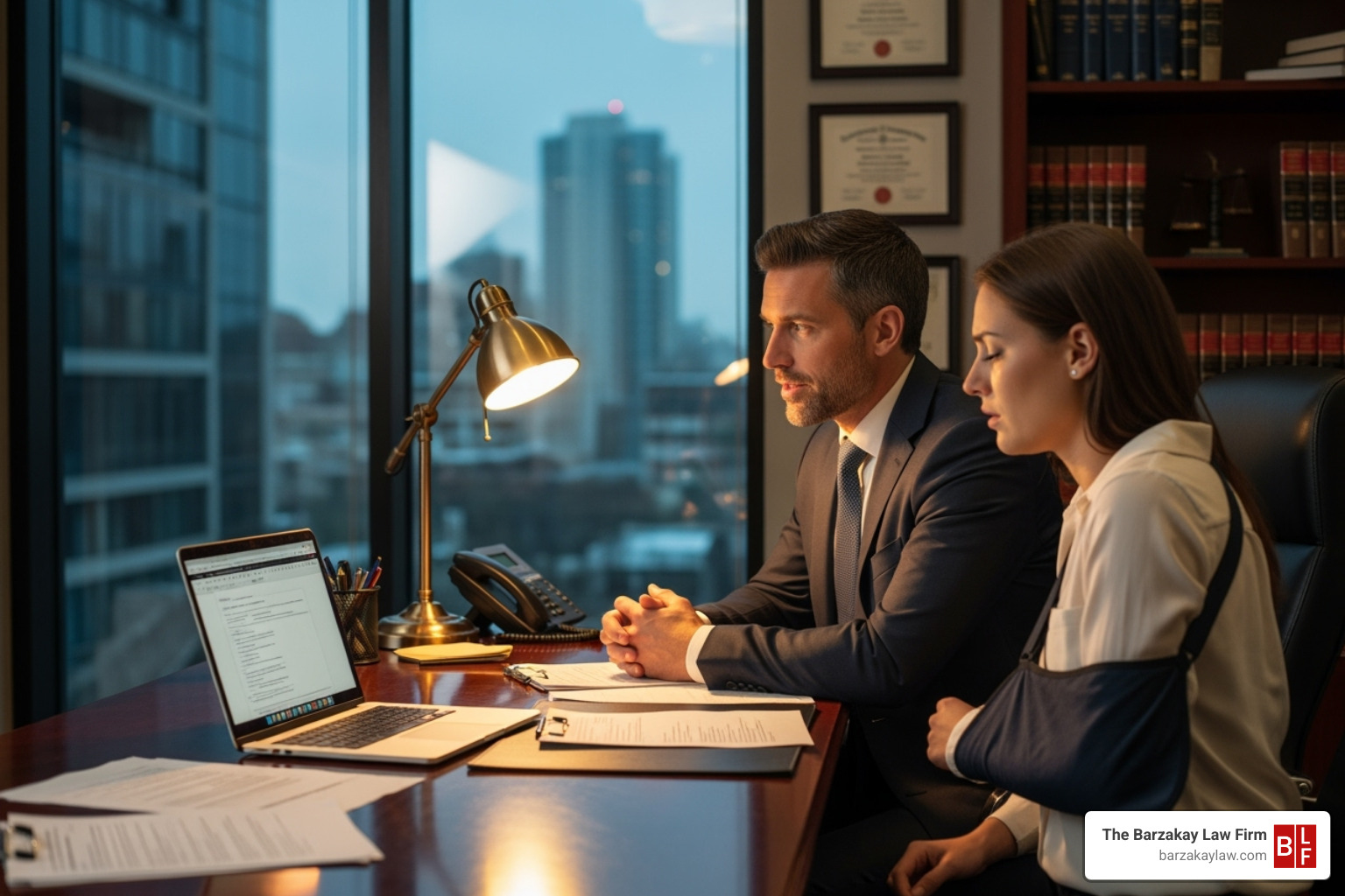 lawyer consulting with an injured client - rideshare accident lawyer