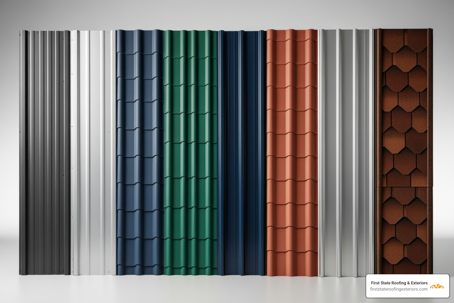 various metal roof panel styles and colors - Metal roof installation