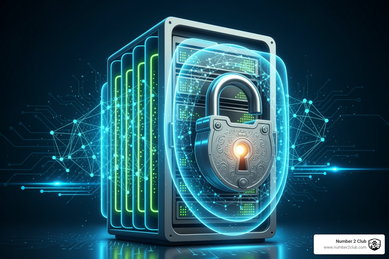 graphic of a secure server with padlock and protective layers - cheap windows shared hosting