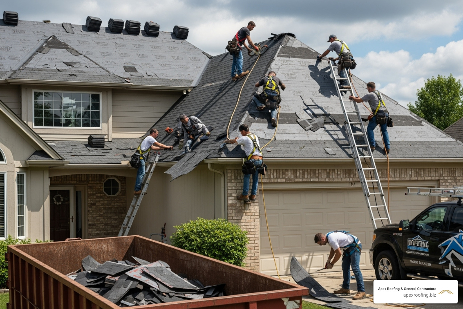 team working on a residential roof replacement - roofing companies Boerne Texas