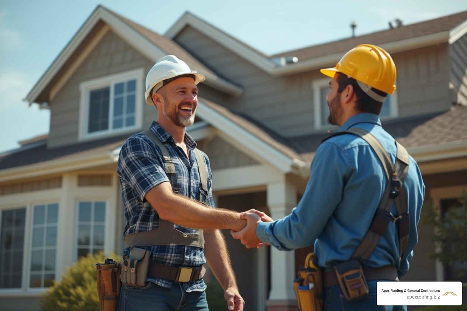 homeowner shaking hands with a roofing contractor - roofing companies Boerne Texas