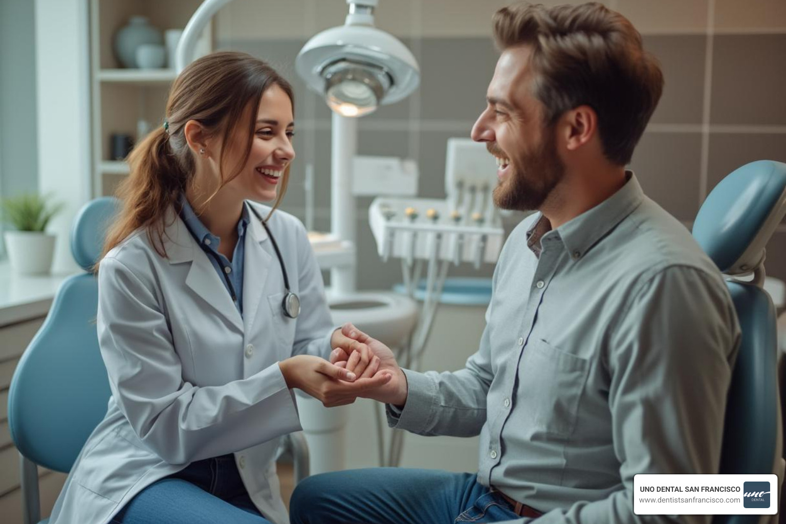 dentist consulting with a patient about their smile - dental veneers