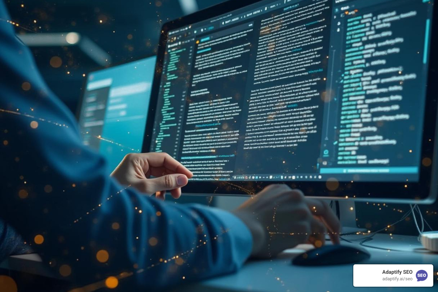 A person reviewing AI-generated text on a computer screen, highlighting areas for human editing and oversight - Automated content writing