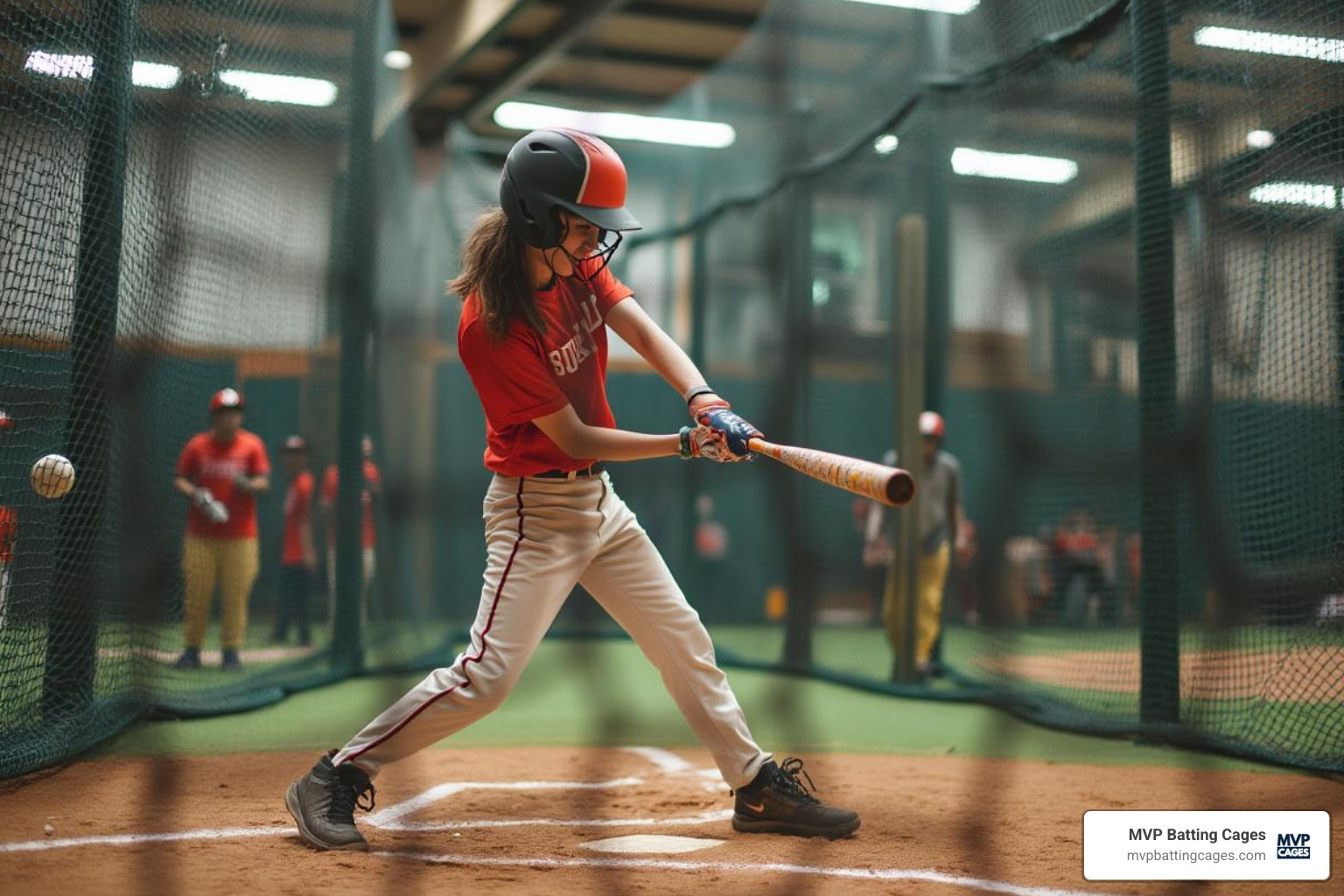 player using indoor batting cage - how to hang a batting cage net indoors