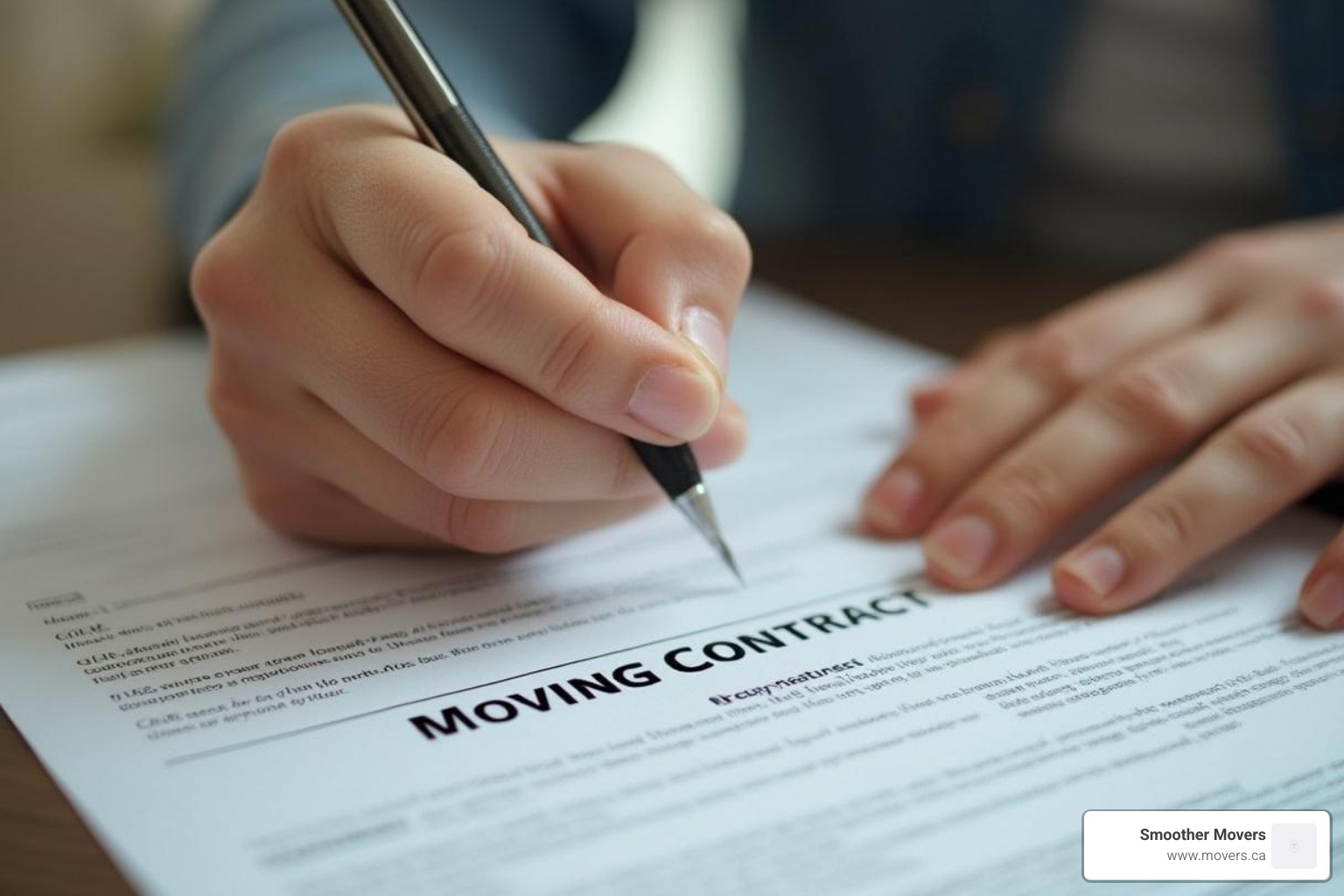 person carefully reviewing a moving contract with a pen - moving company with experience