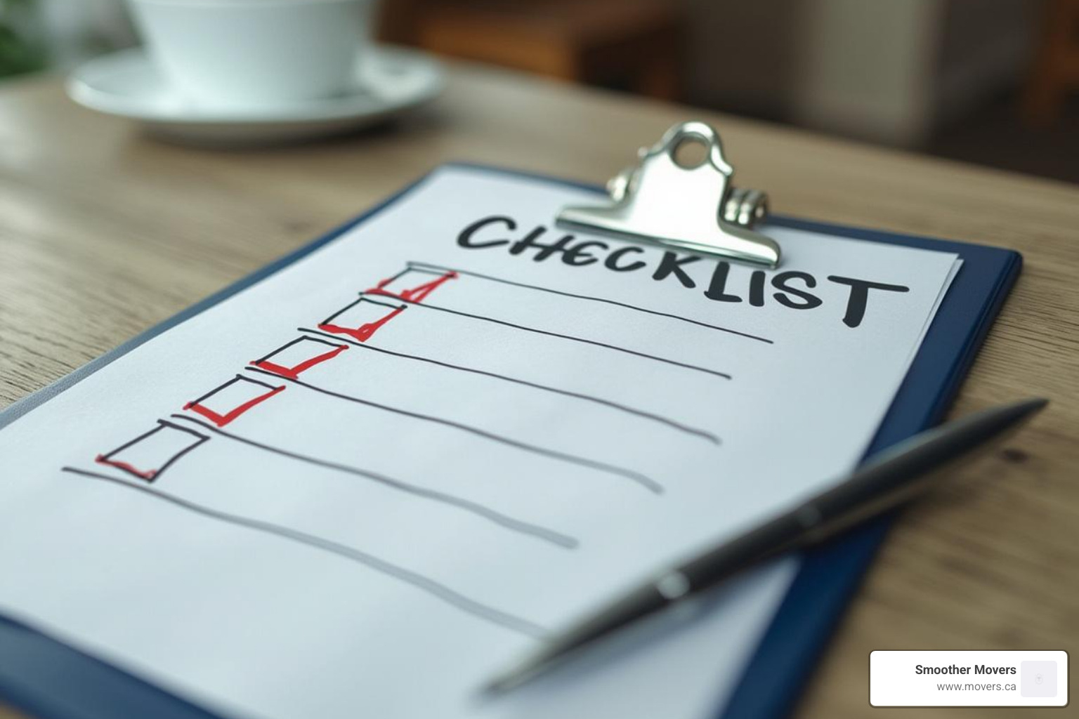 A checklist on a clipboard - movers north vancouver bc