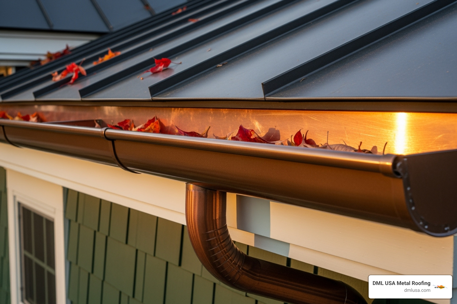 Half-round gutters - types of gutters for metal roofs