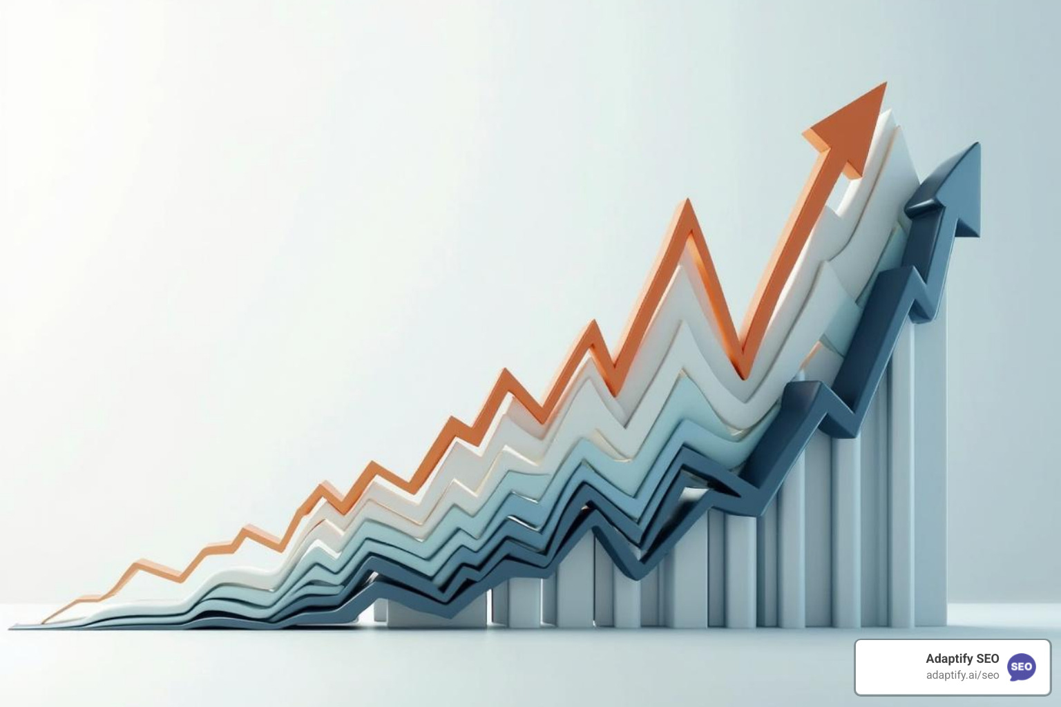 A dynamic graph showing upward trends for organic traffic, domain authority, and search rankings, with a spotlight on the intersection of these growth indicators. - link building benefits of pr