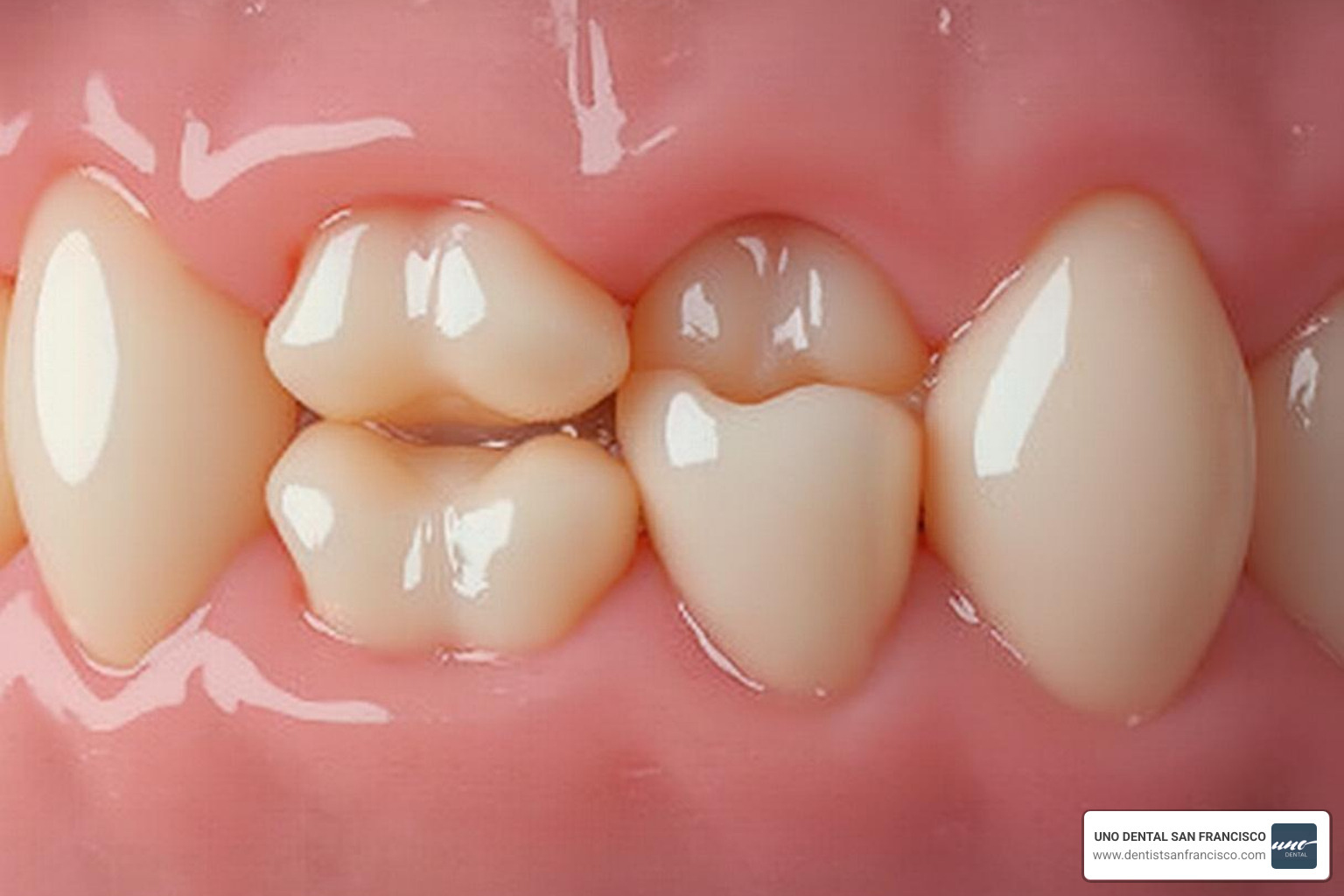 a baby's lower gums with emerging central incisors - baby teeth care