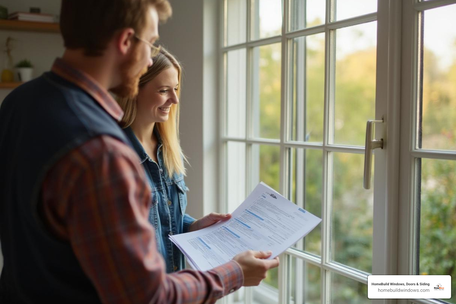 homeowner reviewing a quote with a friendly window fitter - window fitters near me