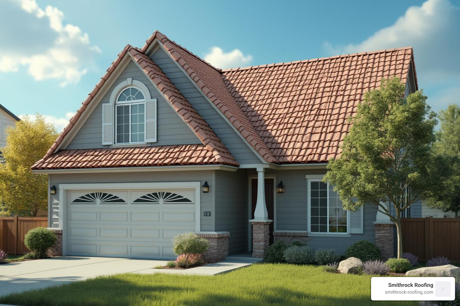 Home with a "For Sale" sign highlighting its new roof - new roof cost