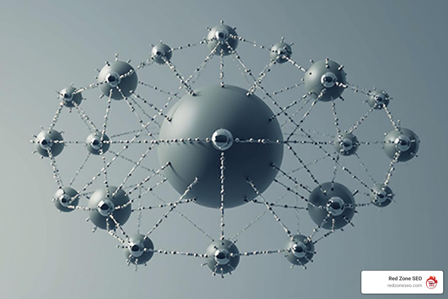 Image illustrating the topic cluster model with a central pillar page and surrounding cluster content - seo for saas startups