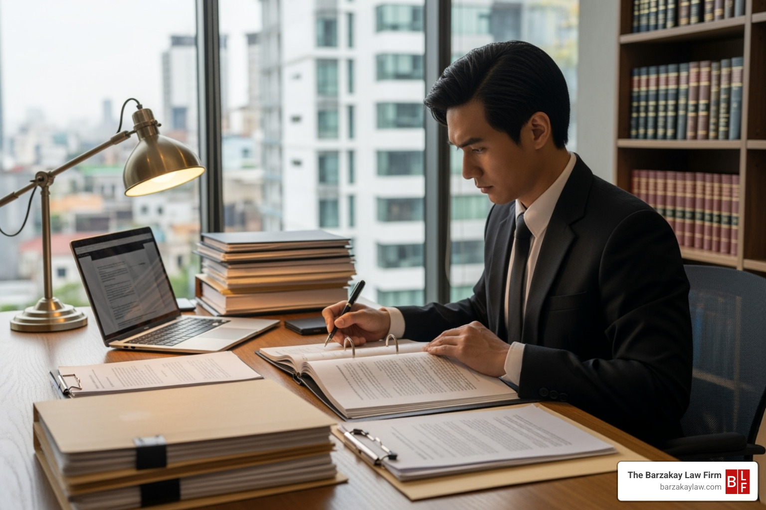 a lawyer reviewing case documents and evidence - motorcycle crash injury lawyer