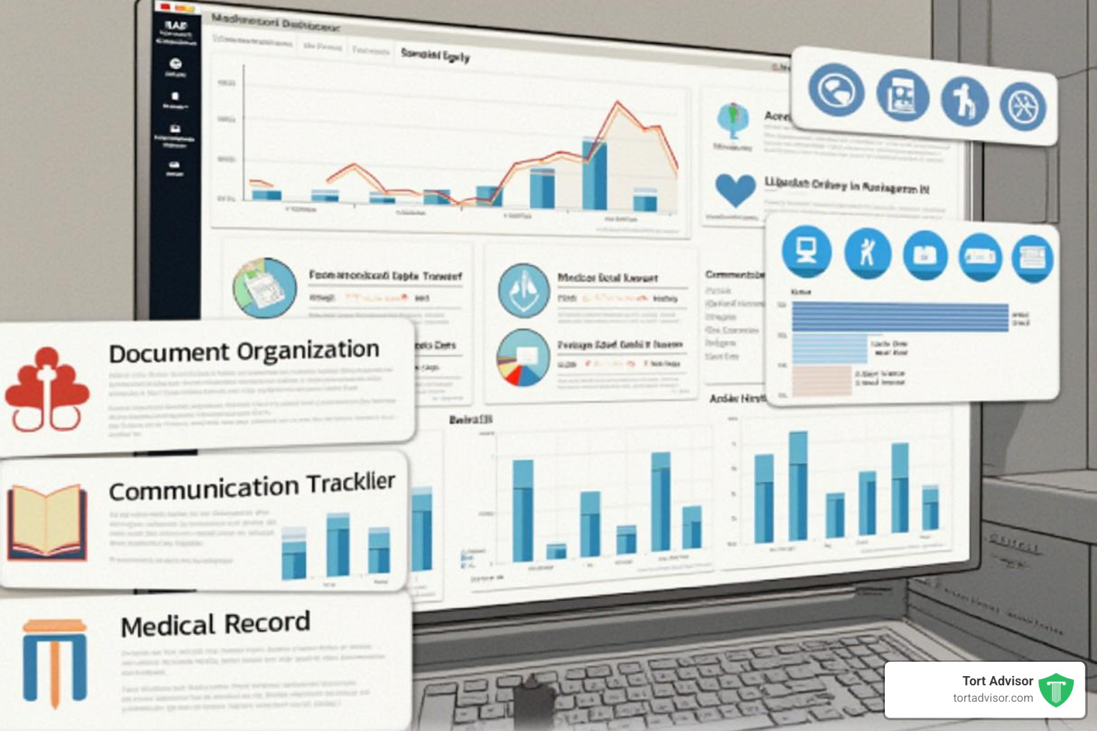 dashboard showing different litigation support services - mass tort litigation support