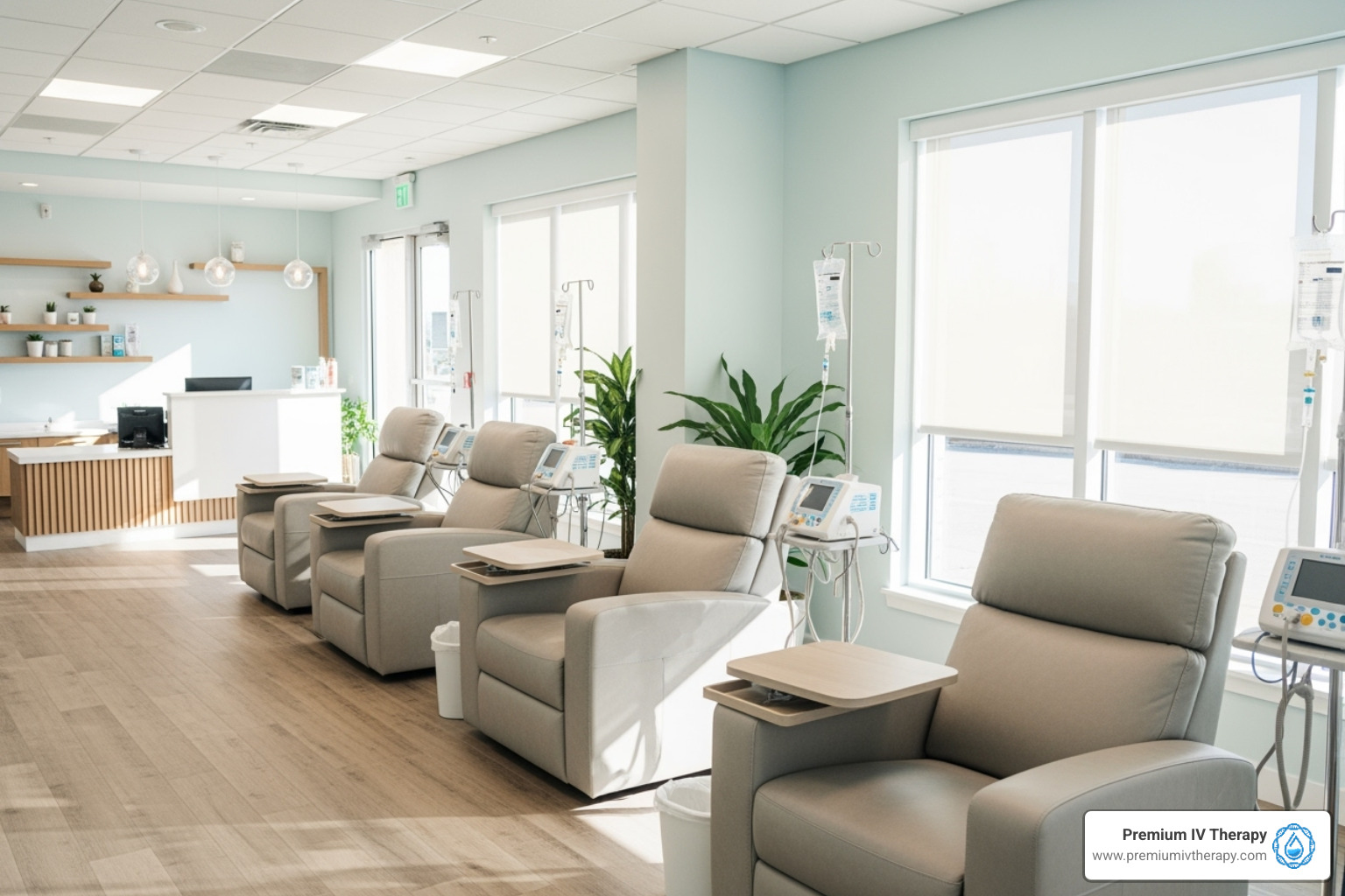 clean, modern IV therapy clinic interior - dehydration iv fluid therapy phoenix